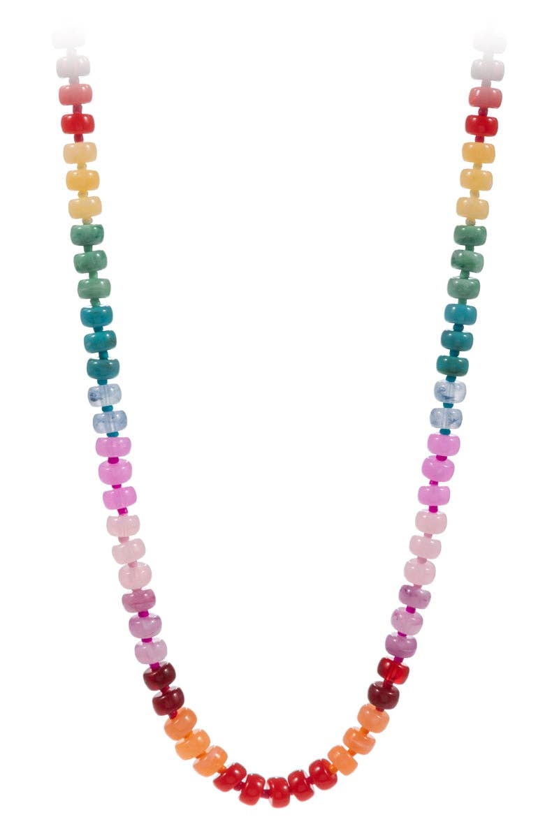 Flat Round Resin Beads Ombre Mixed Short Necklace
