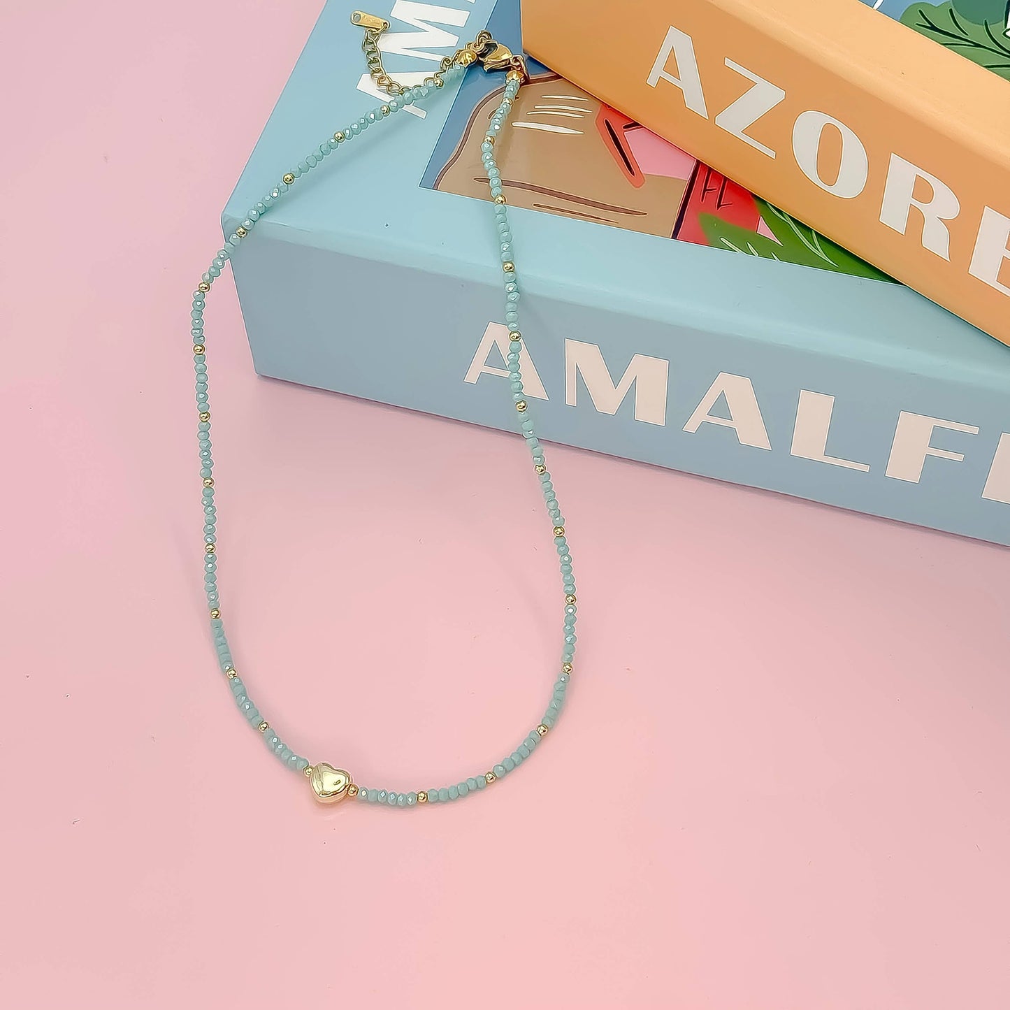  Tiny Gold Heartbeat Necklace 