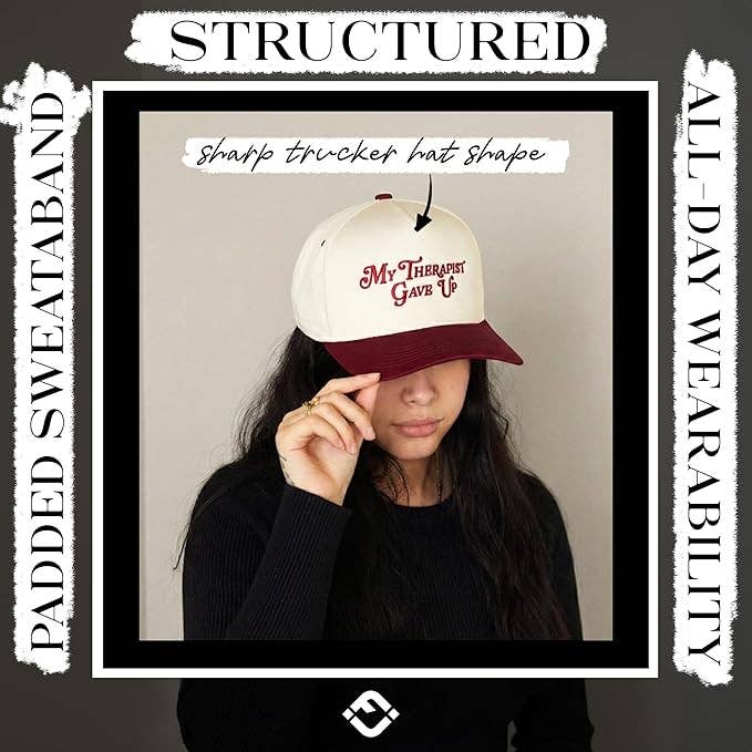 2-Tone Cap - My Therapist Gave Up - Burgundy/Beige