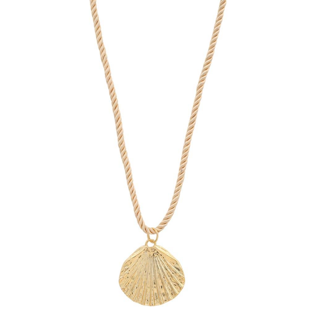 SODAJO SEASHELL PENDANT CORD GOLD DIPPED NECKLACE, HN 296