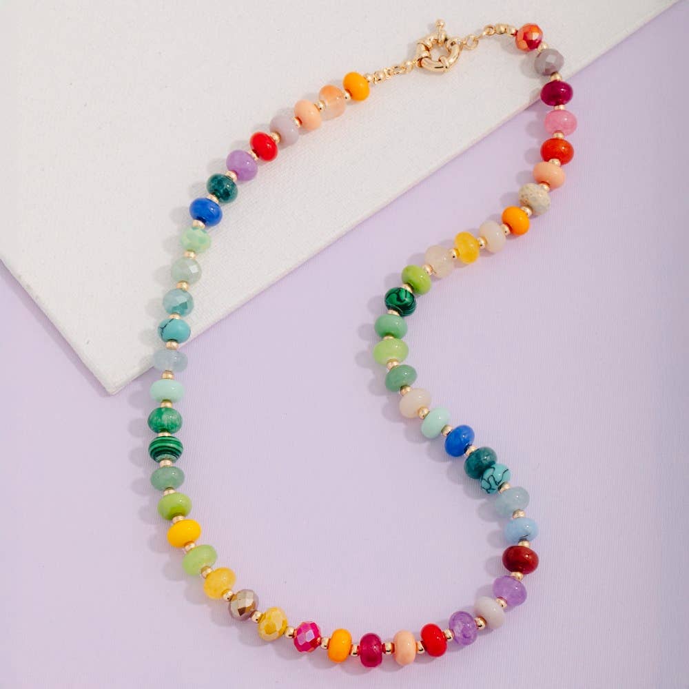 Round Stone Beaded Necklace