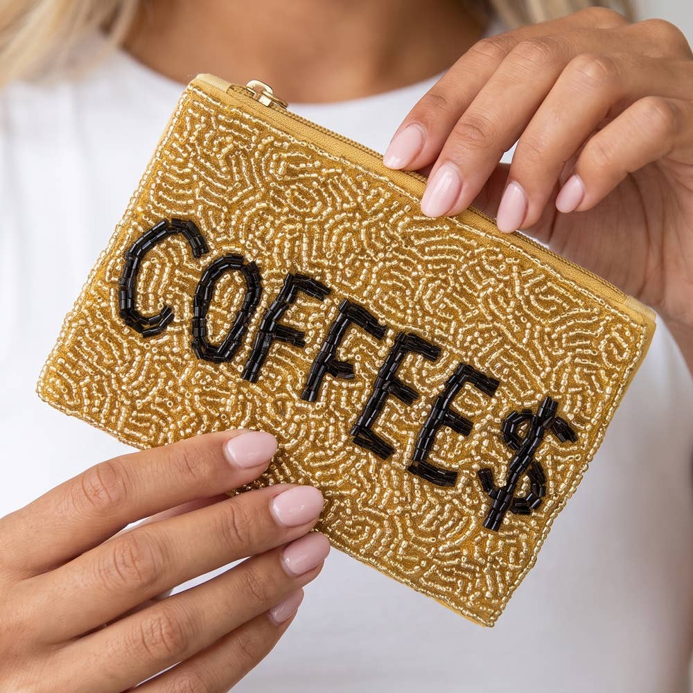 Coffee Money Seed Bead Coin Purse