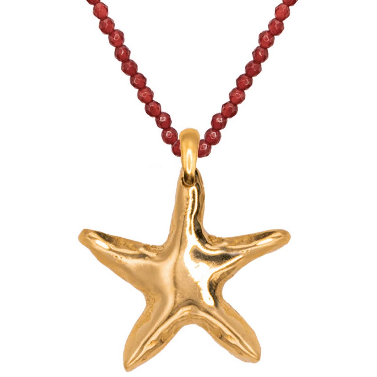 Gold Ocean Charms Necklace – Fish & Shell Beads_CWAJE4614
