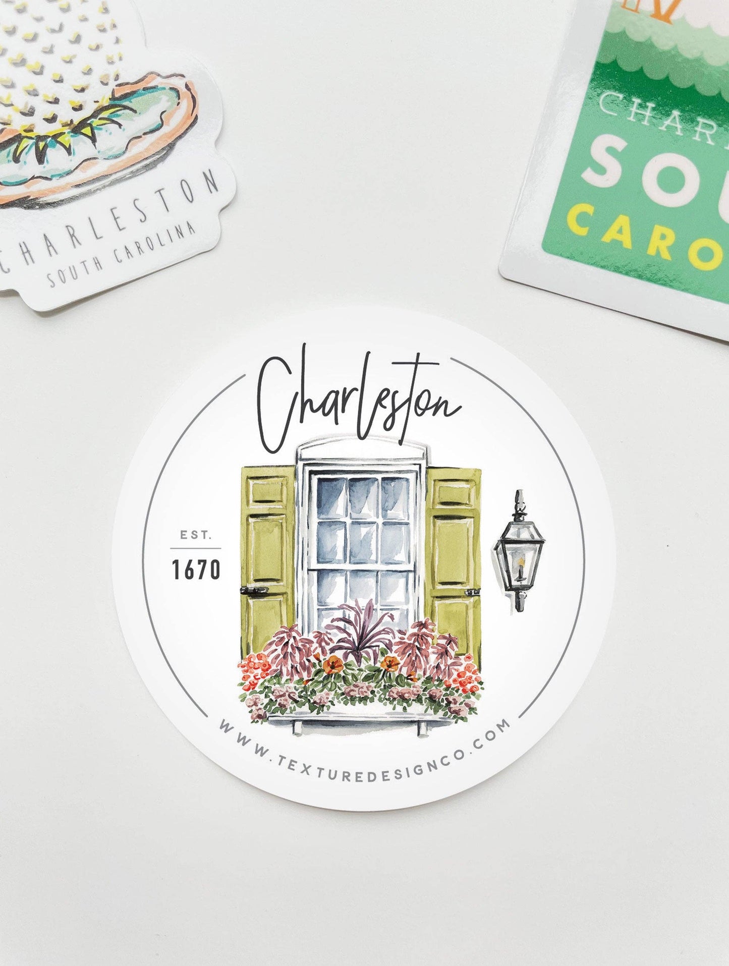 The Charleston Flower Box Sticker in White