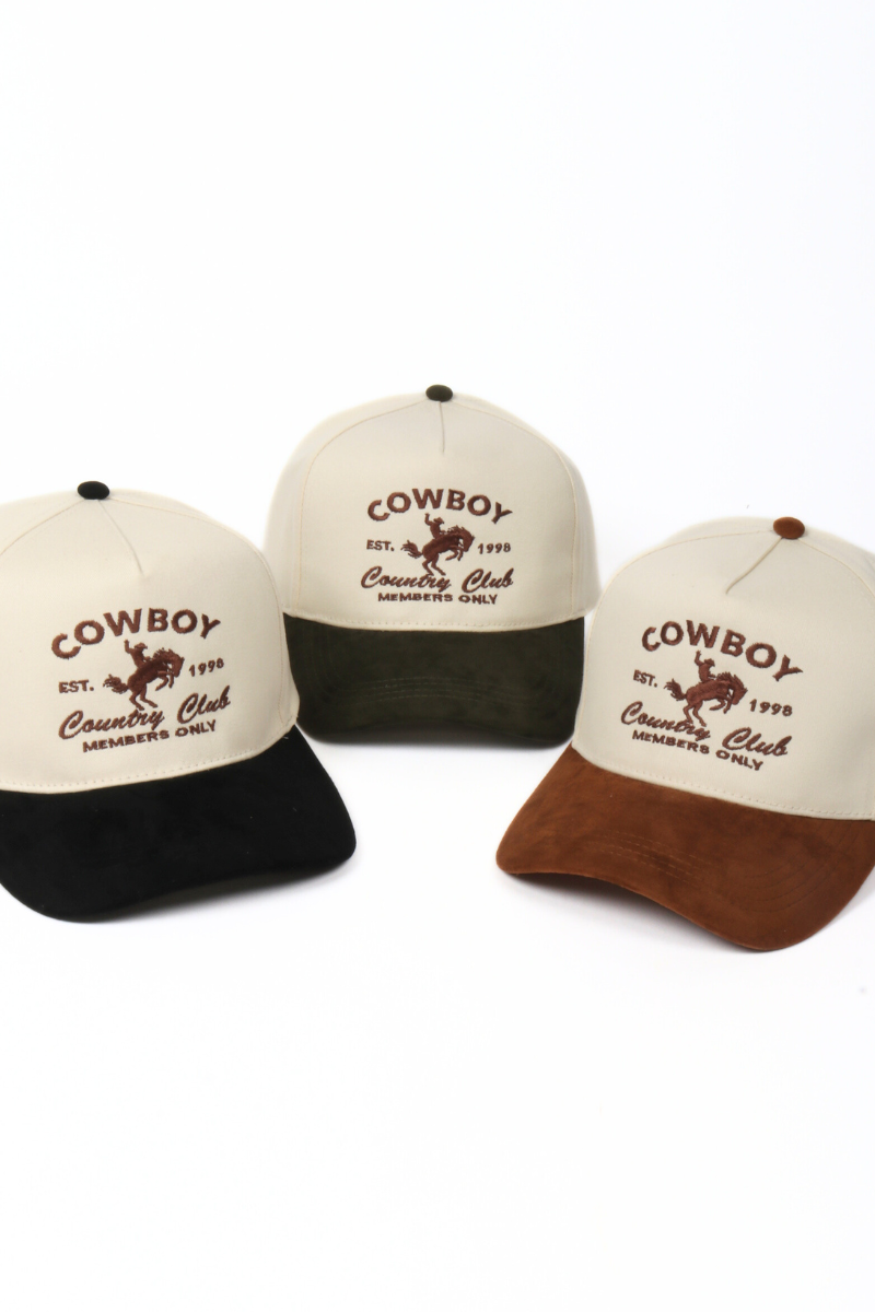 Western COWBOY COUNTRY CLUB Suede Brim Two Tone Cap