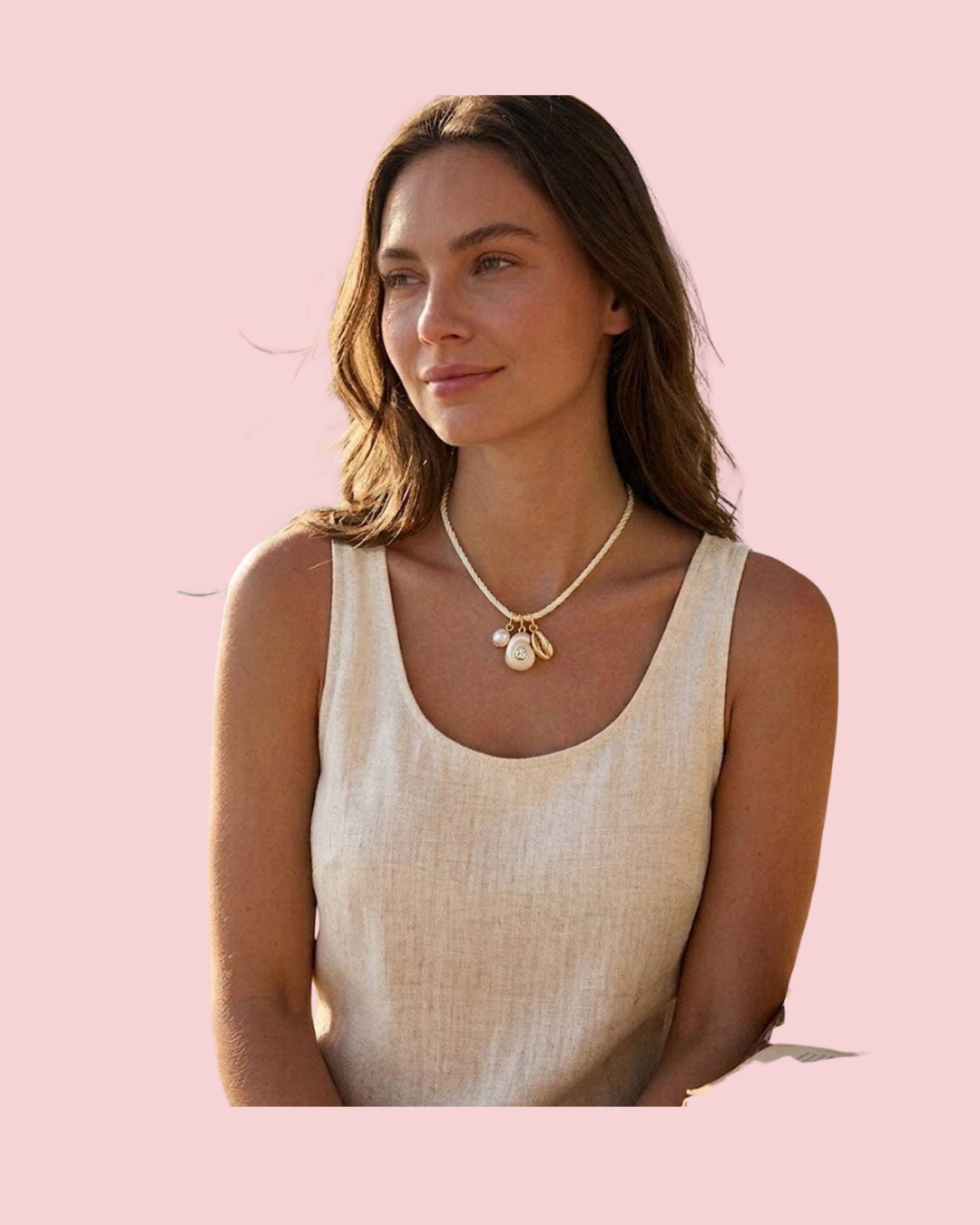 Beach Mode Ivory Coastal Rope Charm Necklace