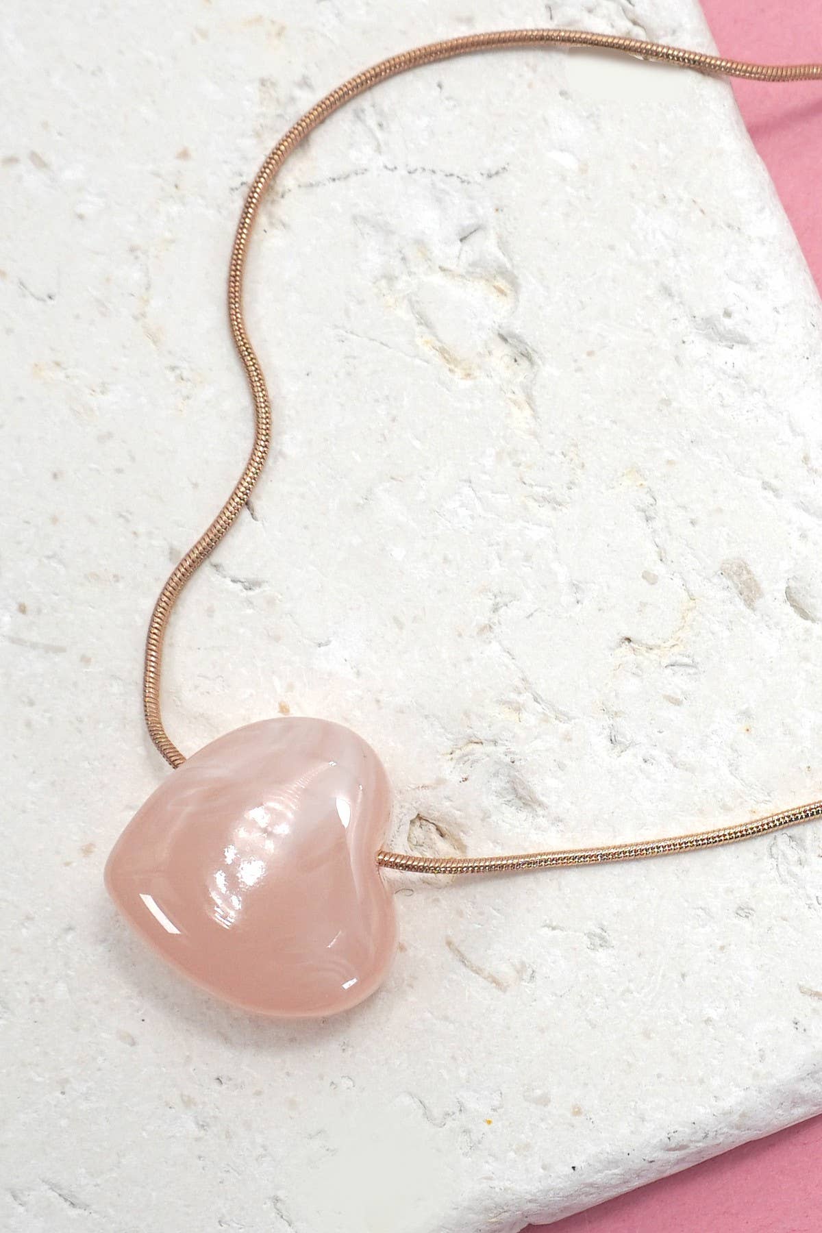 Rose Quartz Heart Charm Necklace