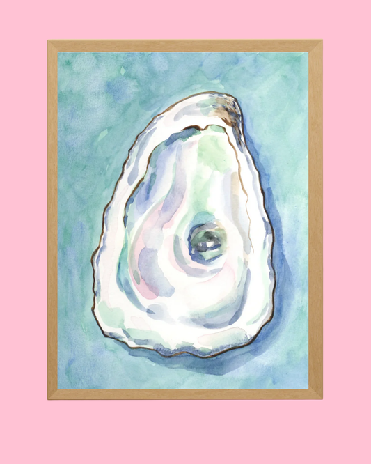 Teal Oyster Watercolor Art Print