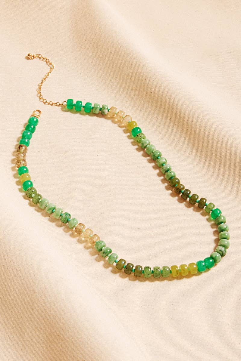 Flat Round Resin Beads Ombre Mixed Short Necklace