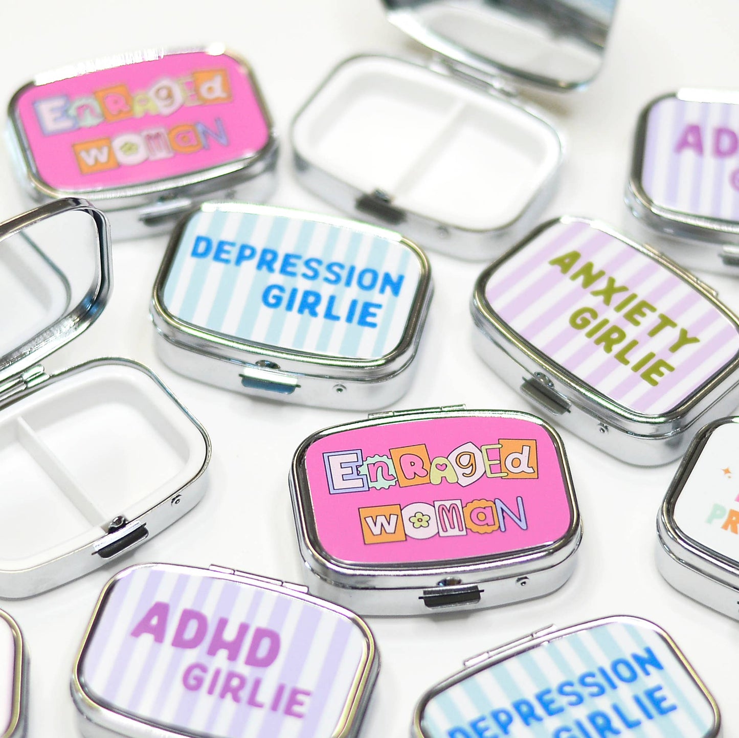 Funny Pill Box Compact Mirror Mental Health Gift Organizer