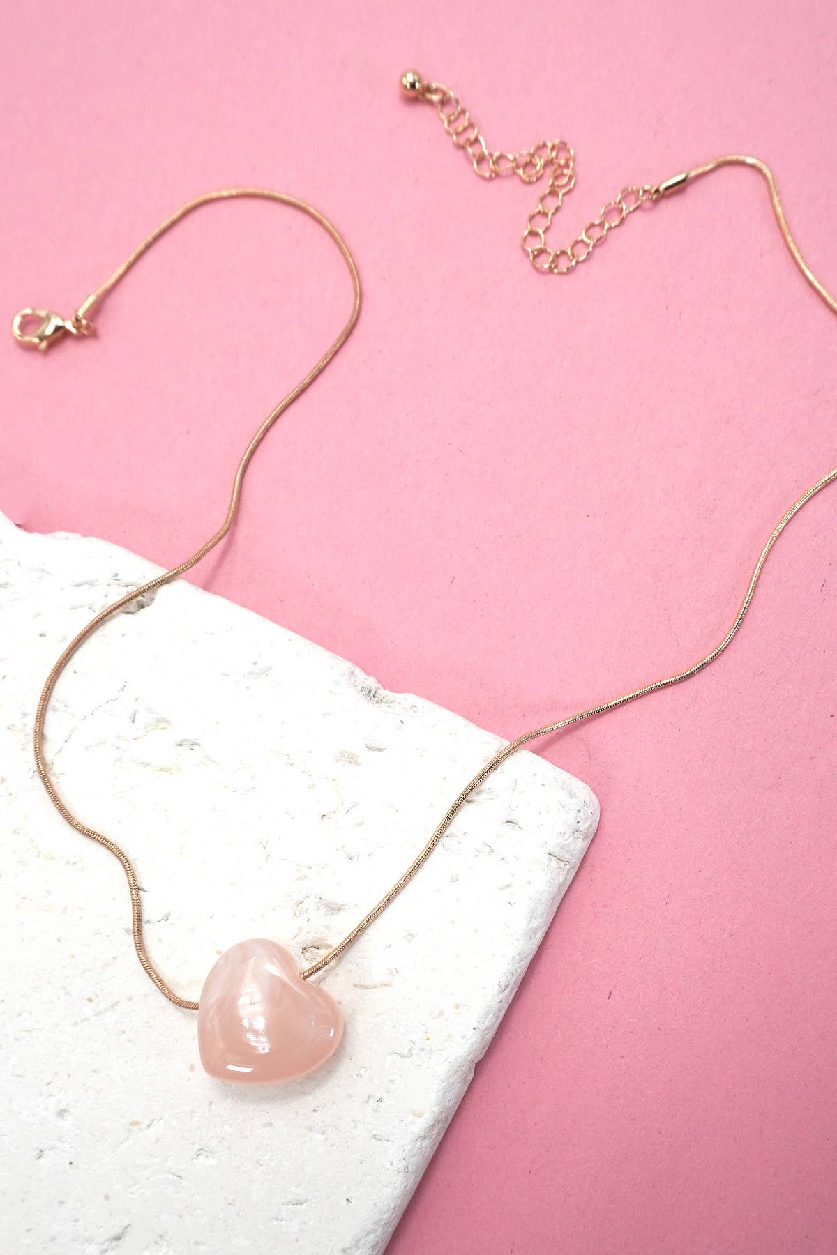 Rose Quartz Heart Charm Necklace