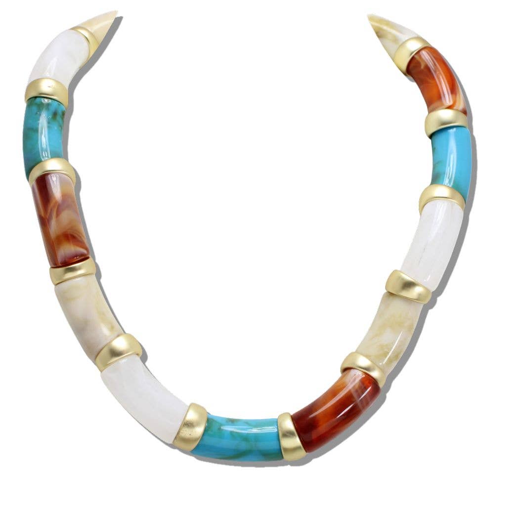 MIXED ACETATE RESIN TUBE NECKLACE
