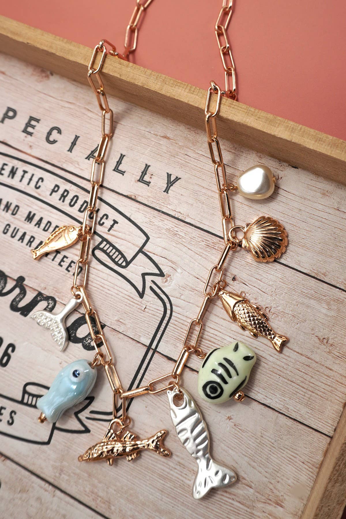 Fish & Seashell Charm Necklace