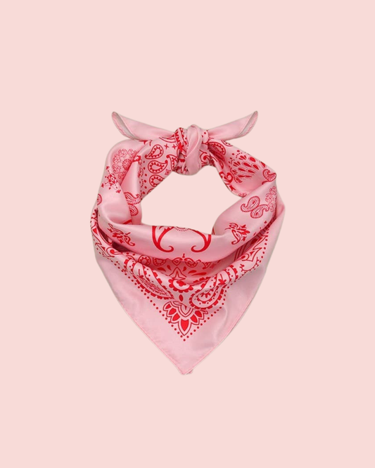 Paisley Pink Silky Feel Bandana Scarf