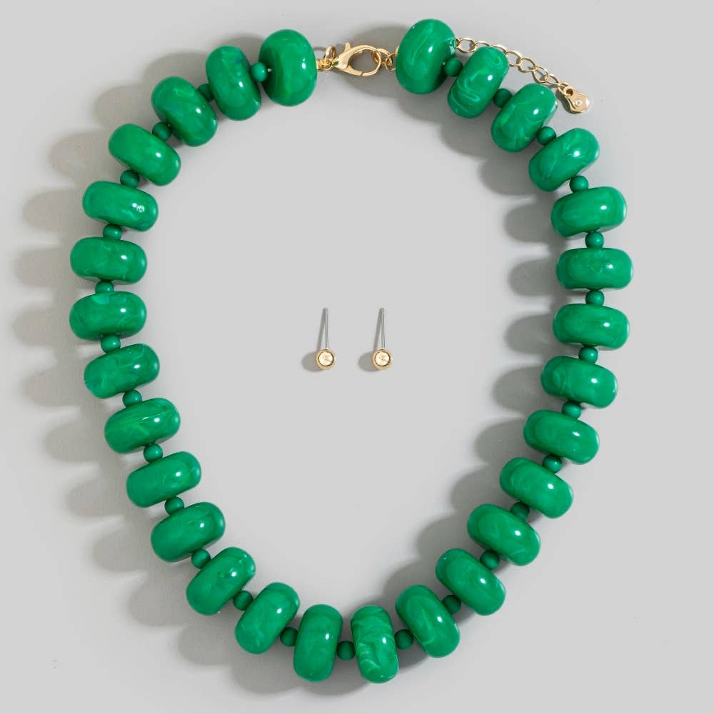 Bulky Acrylic Bead Link Necklace Set