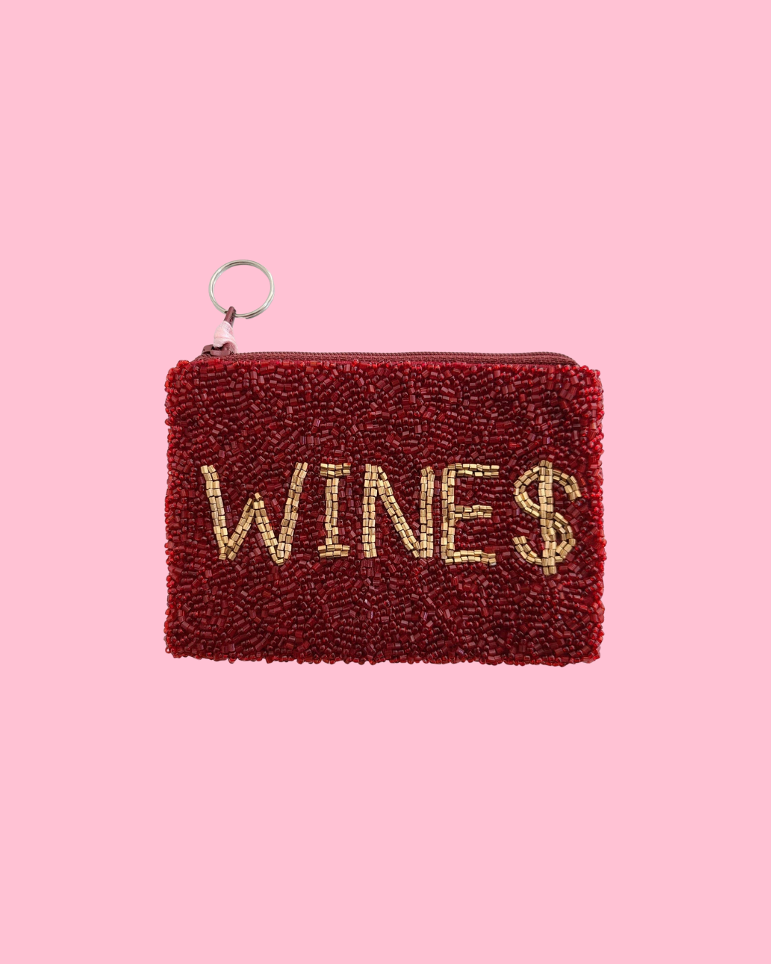 Wine$ Beaded Coin Purse