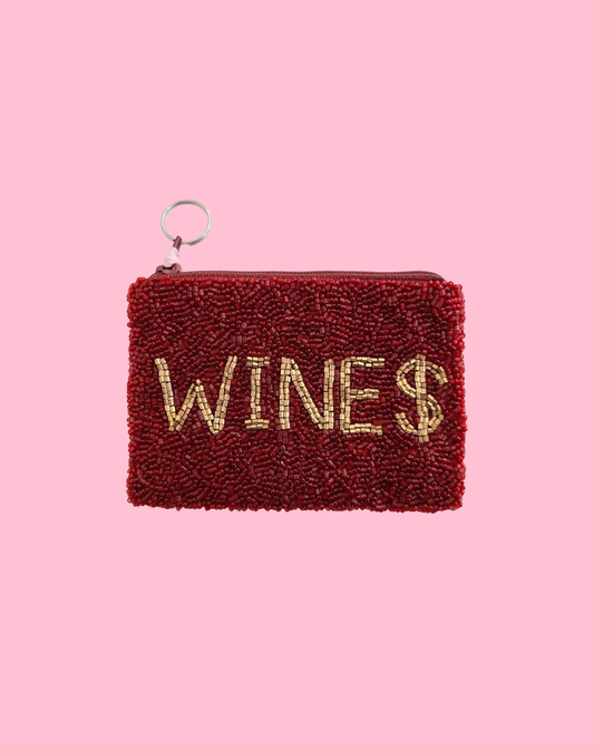 Wine$ Beaded Coin Purse