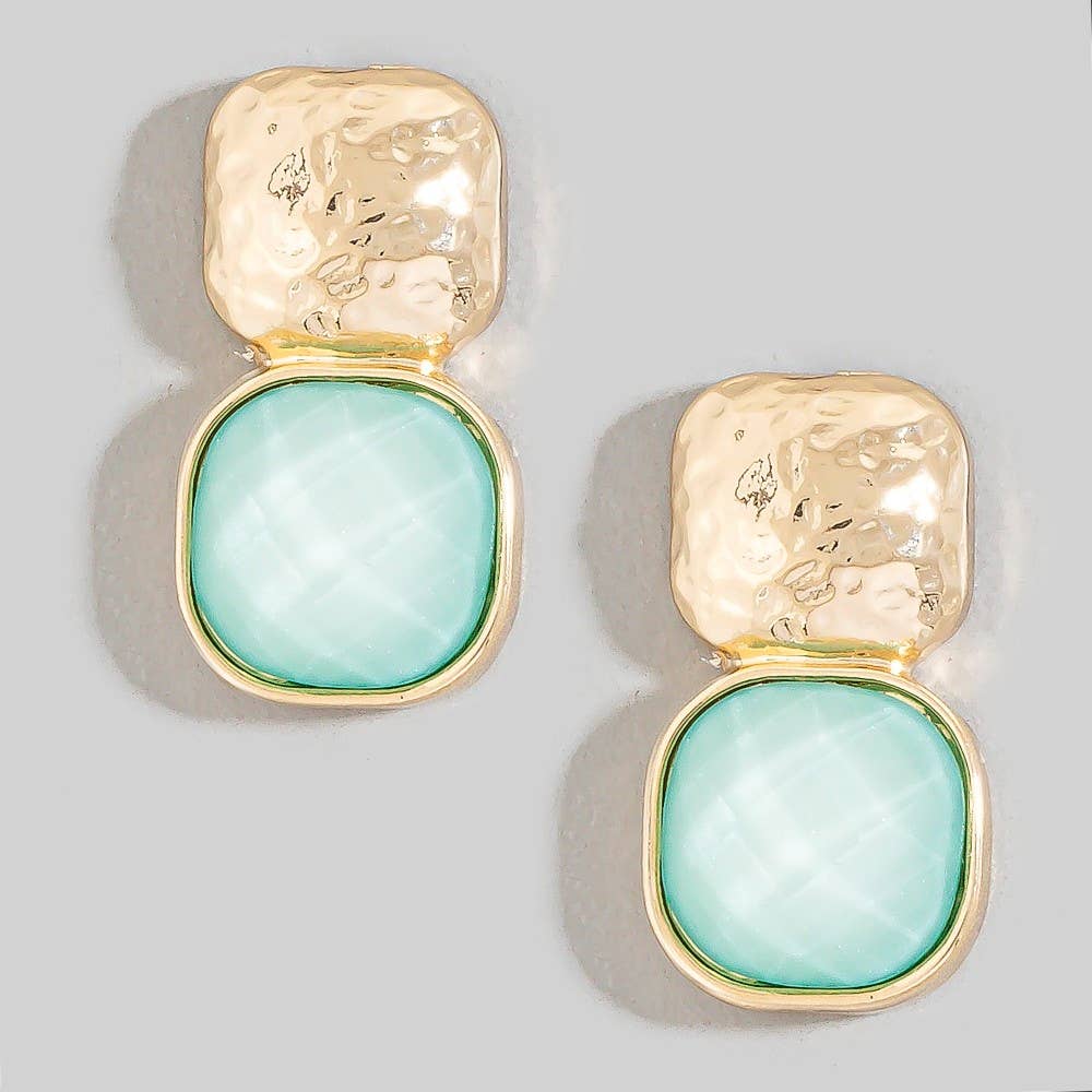 Faceted Square Resin Drop Earrings