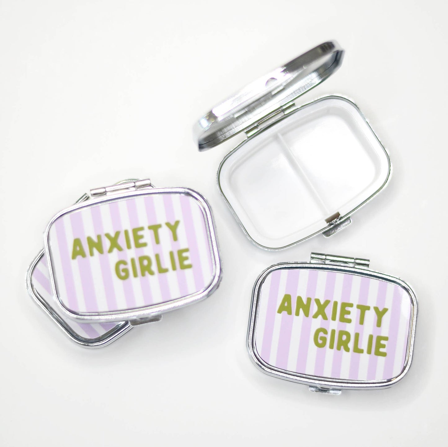 Funny Pill Box Compact Mirror Mental Health Gift Organizer