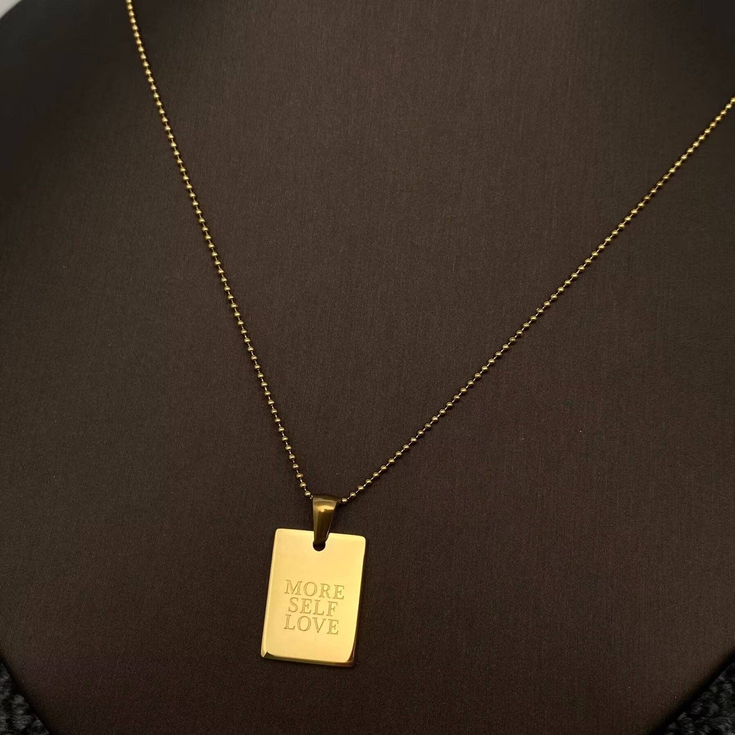 Inspiring Square Charm 18K Gold Plated S.Steel Necklace - FGS