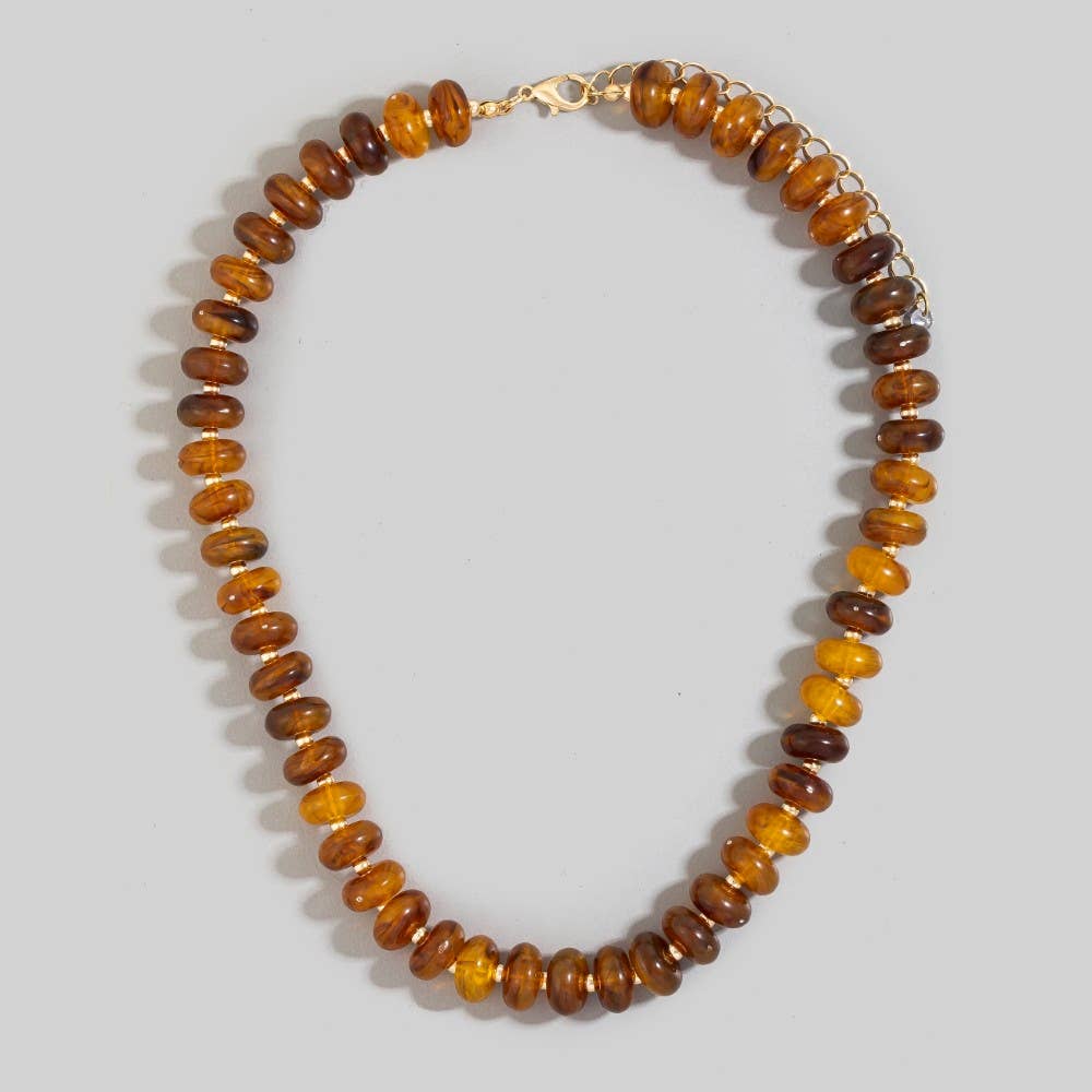 Marble Resin Disc Beaded Necklace
