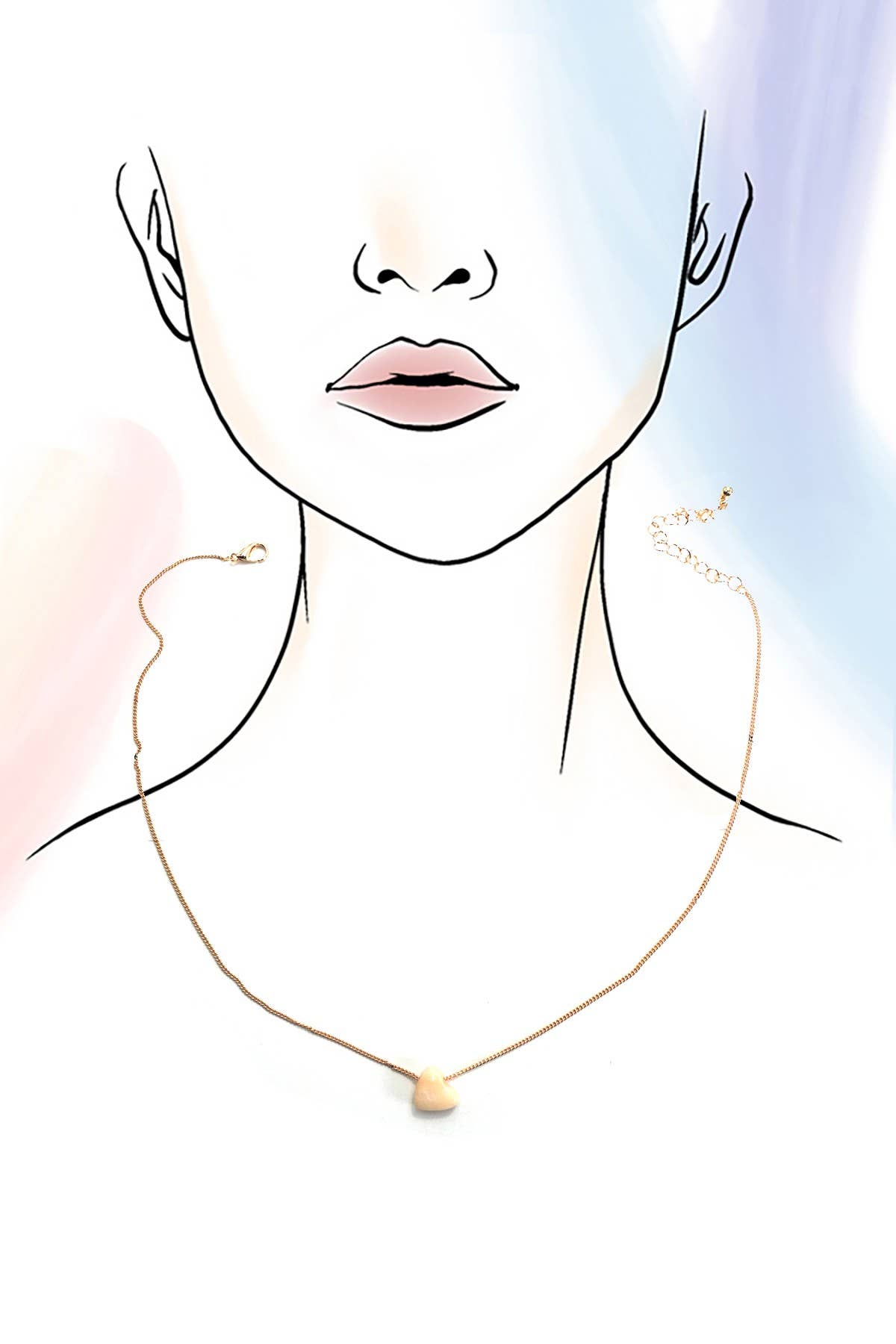 Natural Stone Heart Charm Necklace