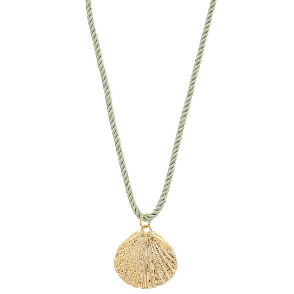 SODAJO SEASHELL PENDANT CORD GOLD DIPPED NECKLACE, HN 296