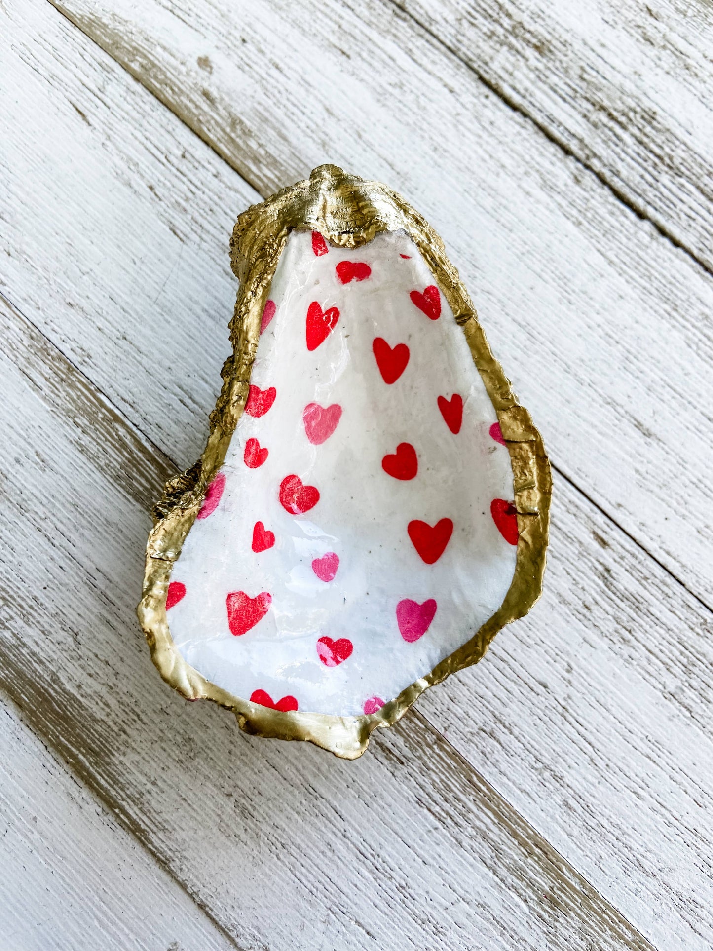 Tiny Hearts Oyster Shell Ring Dish | Valentine's Day Gift