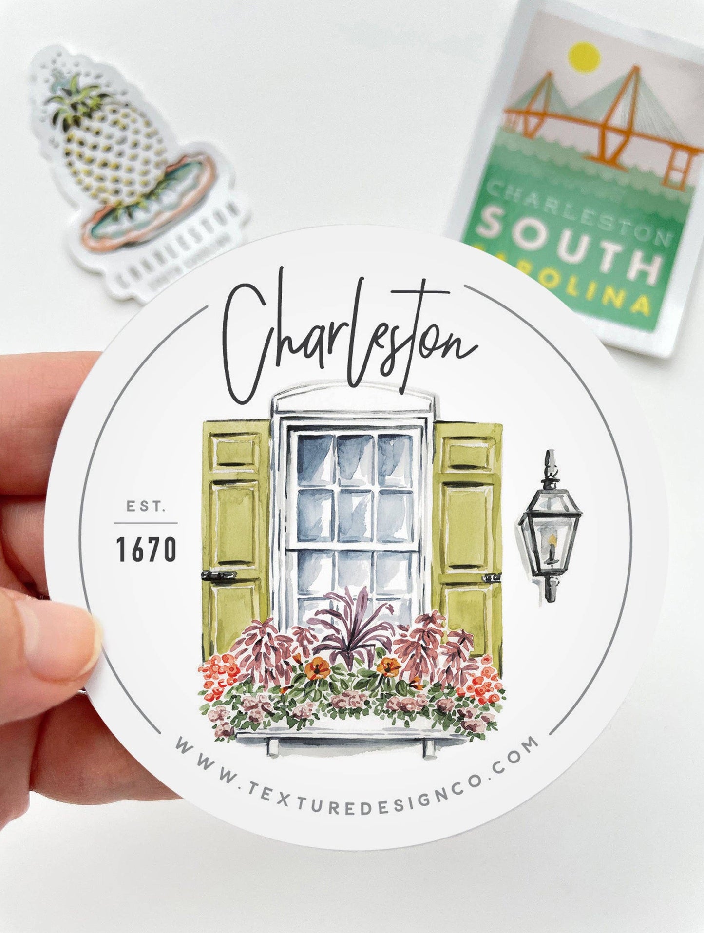 The Charleston Flower Box Sticker in White