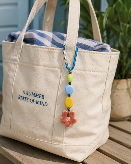 Coastal Bloom Ceramic Carabiner Bag Charm