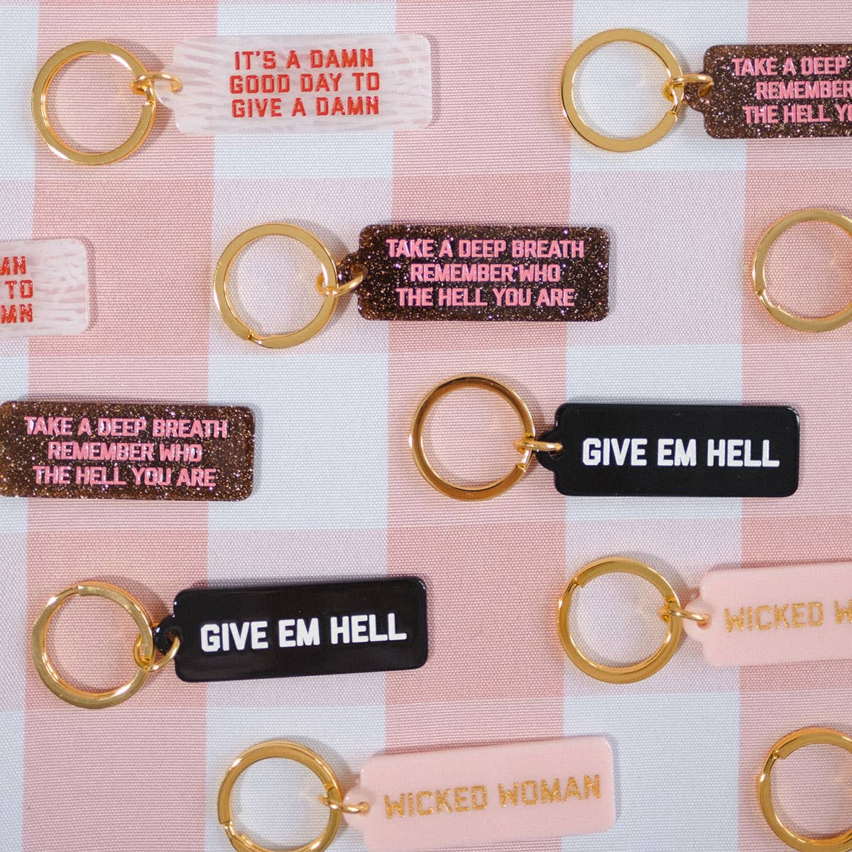 Give Em Hell Rectangle Keychain