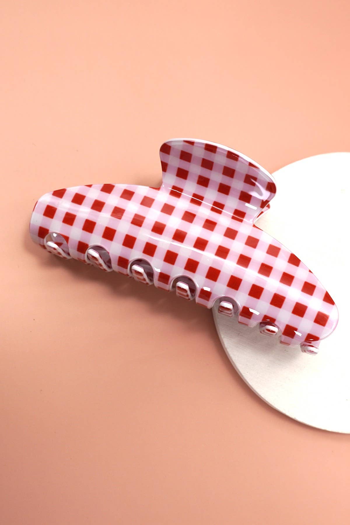 Jumbo Stripe Plaid Oval Claw Clip