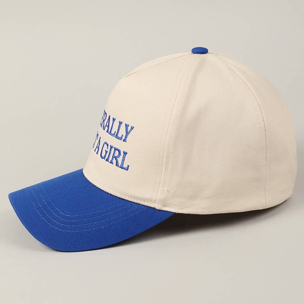 Literally Just A Girl Embroidery Two Tone Trucker Hat