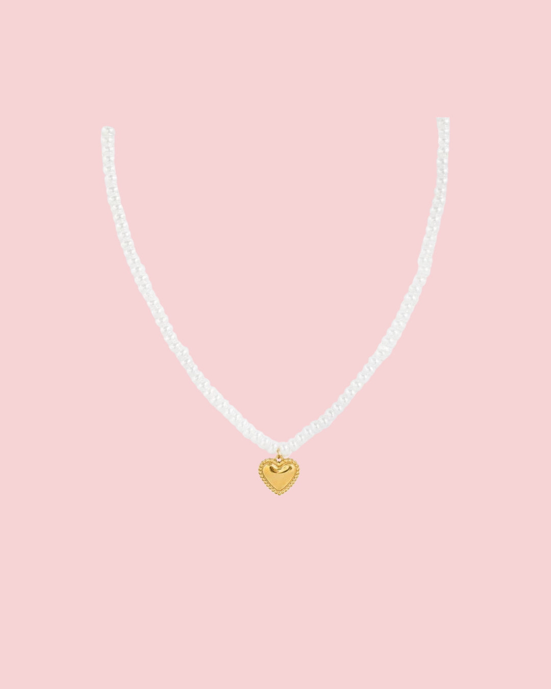 Stainless Ball Heart Pearl Necklace