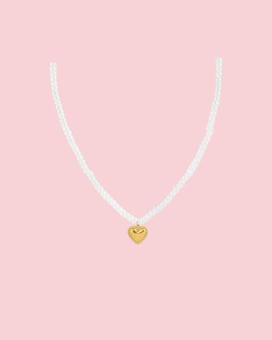 Stainless Ball Heart Pearl Necklace