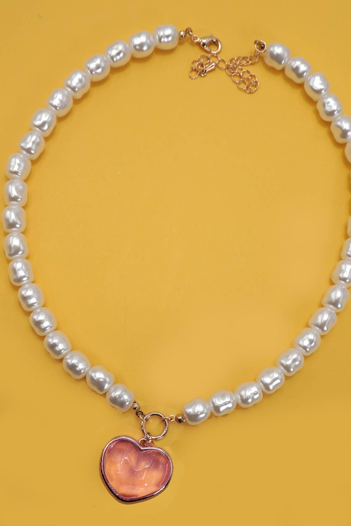 Heart Pendent Pearl Chain Necklace