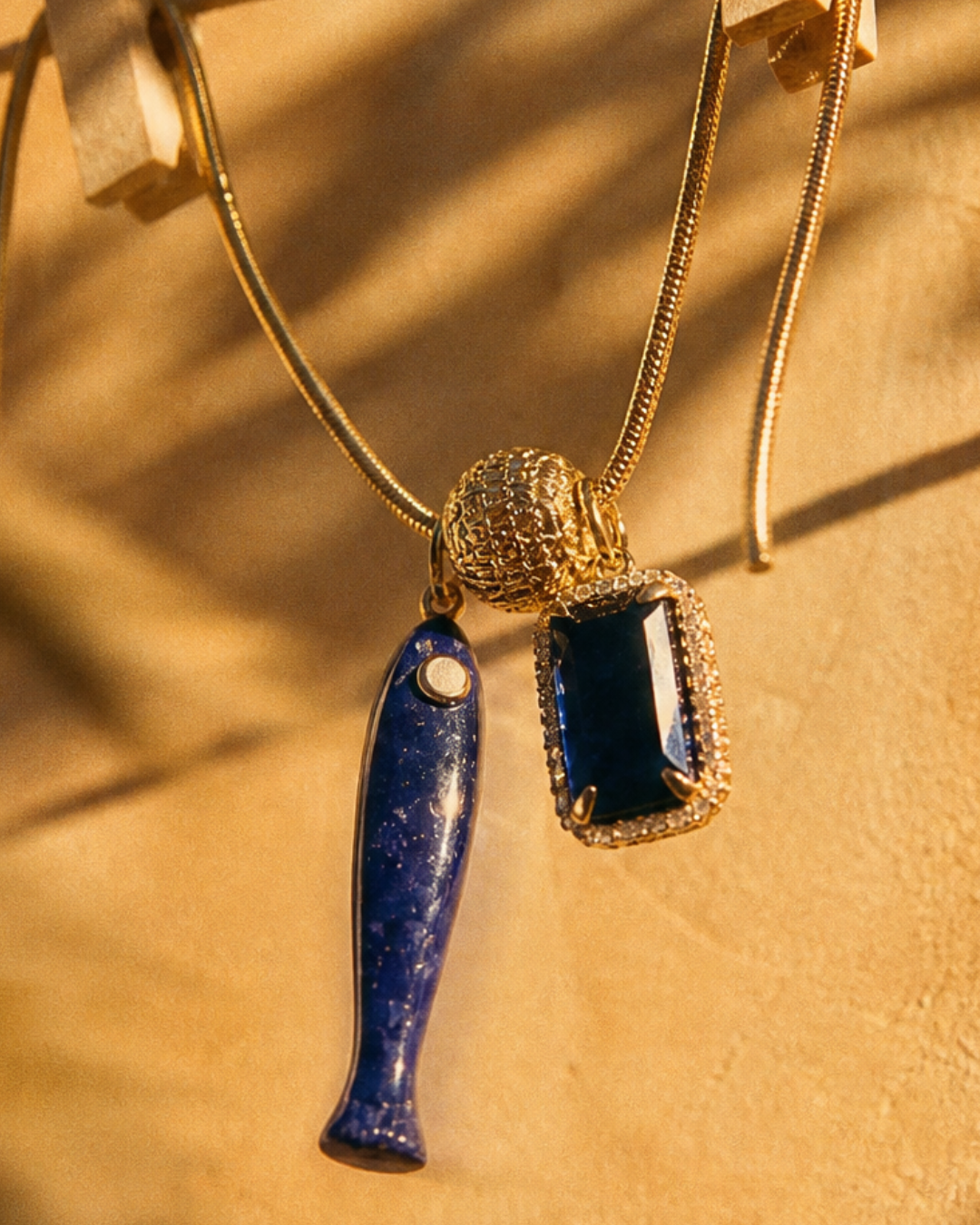 Fish & Gemstone Charm Necklace · Spiritual Talisman