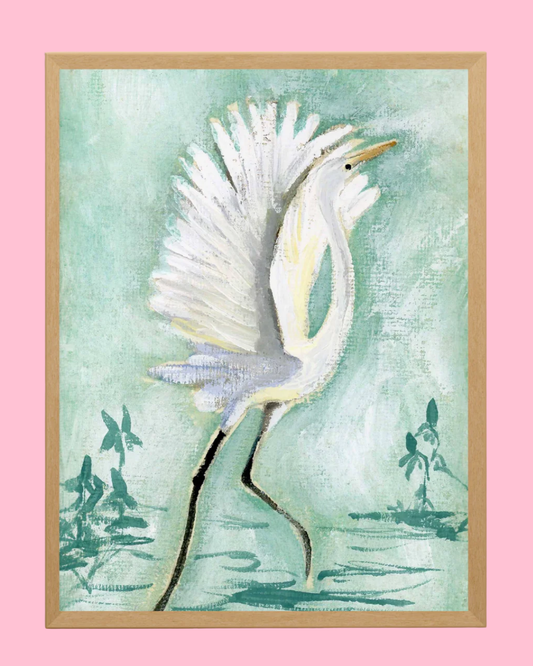 Mayes White Egret, a Vertical Print