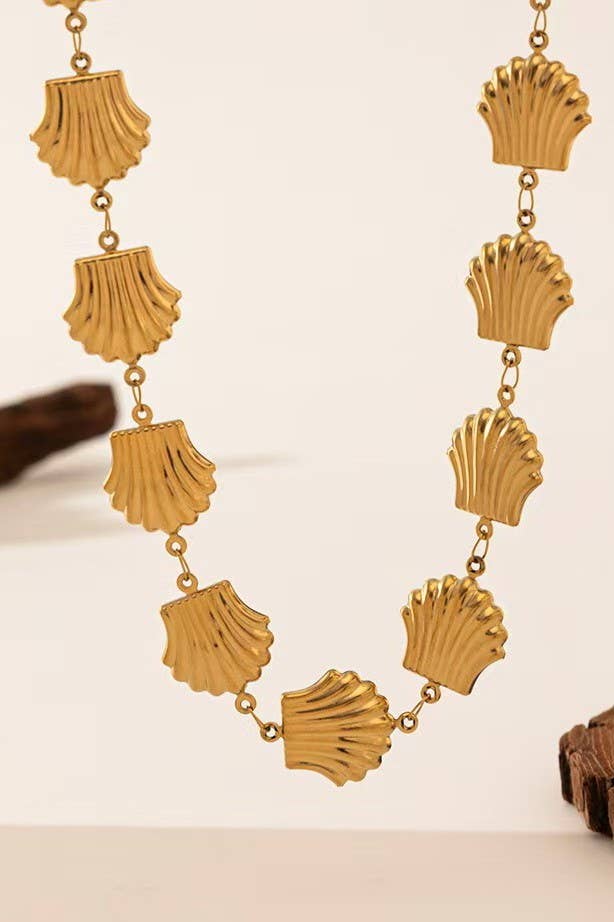 18K STAINLESS STEEL TARNISH FREE SEASHELL NECKLACE| 40NK9581