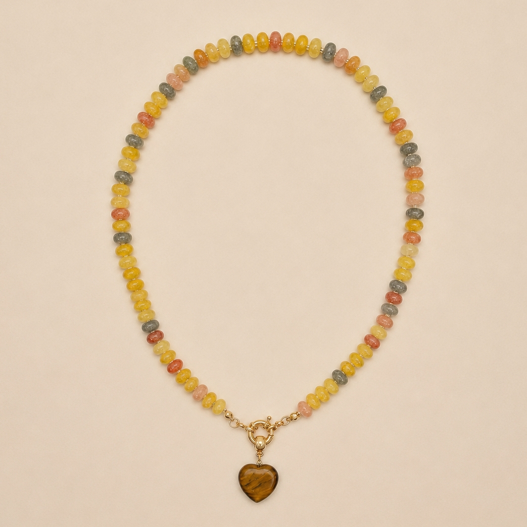 Natural Stone Semi-Precious Glass Mixed Necklace | 40NK9702