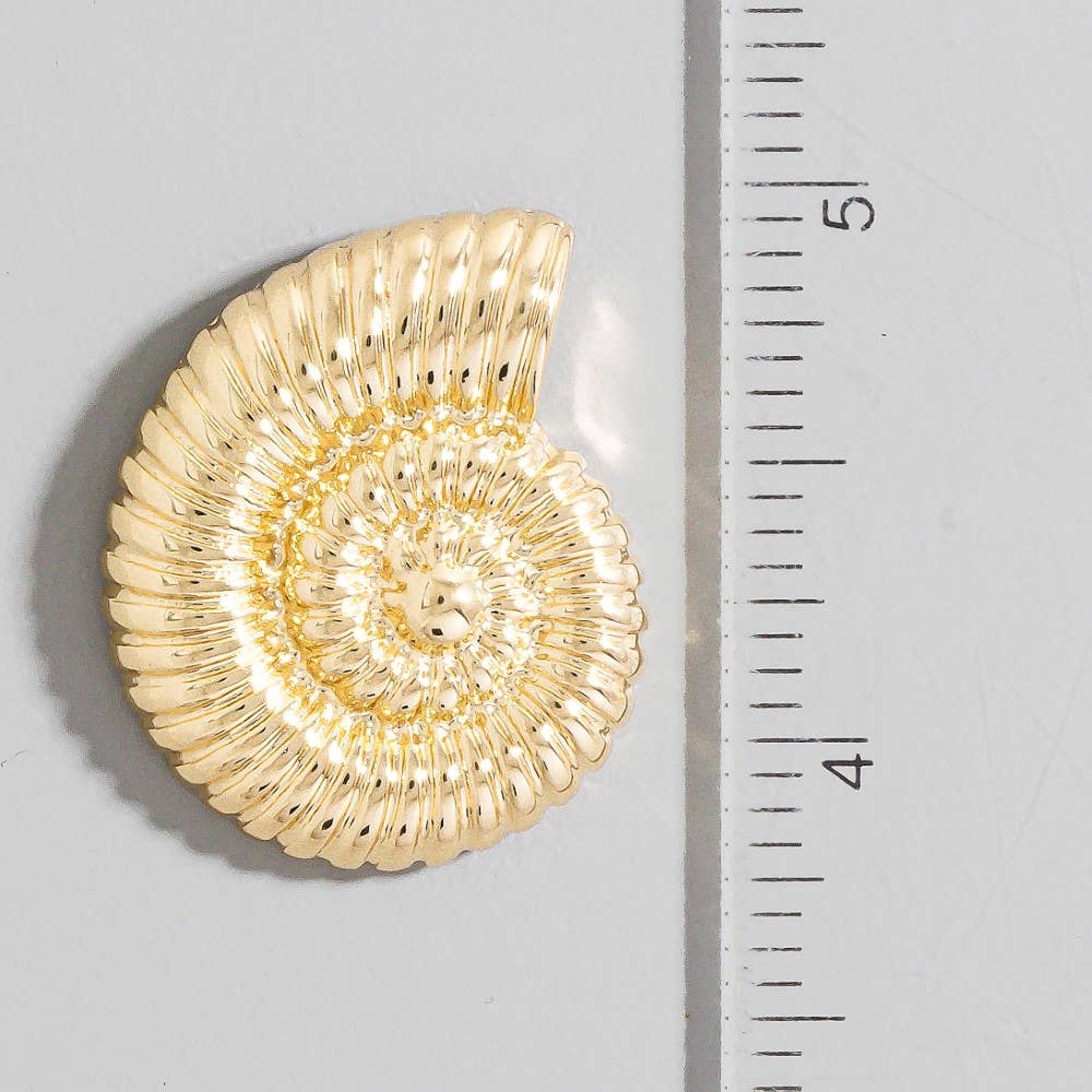 Ribbed Texture Nautilus Seashell Earrings