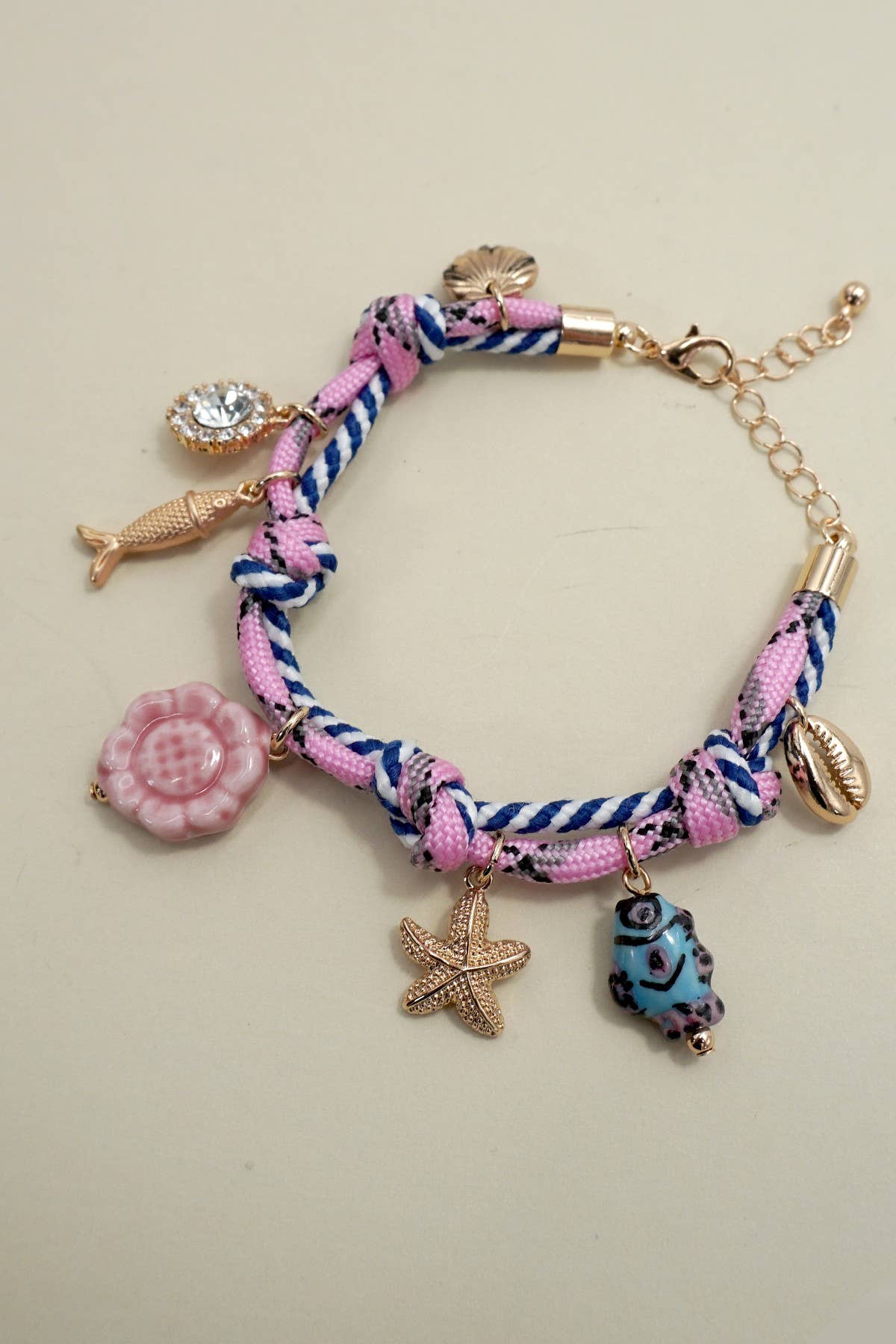 Fish Porcelain Rhinestone Charm Bracelet