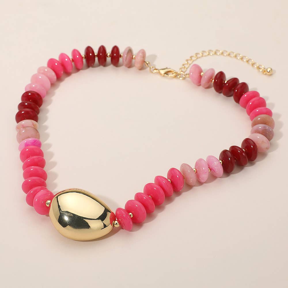 Chunky Pebble Resin Beaded Statement Necklace