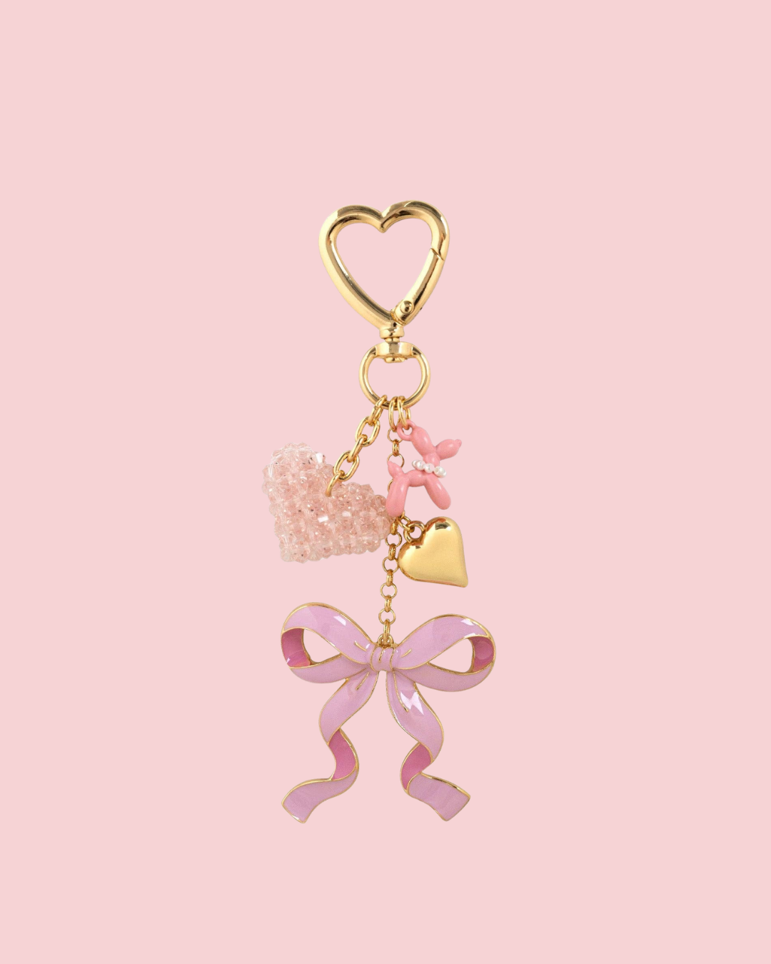 Sweet Bow with Beaded Heart Bag Charm