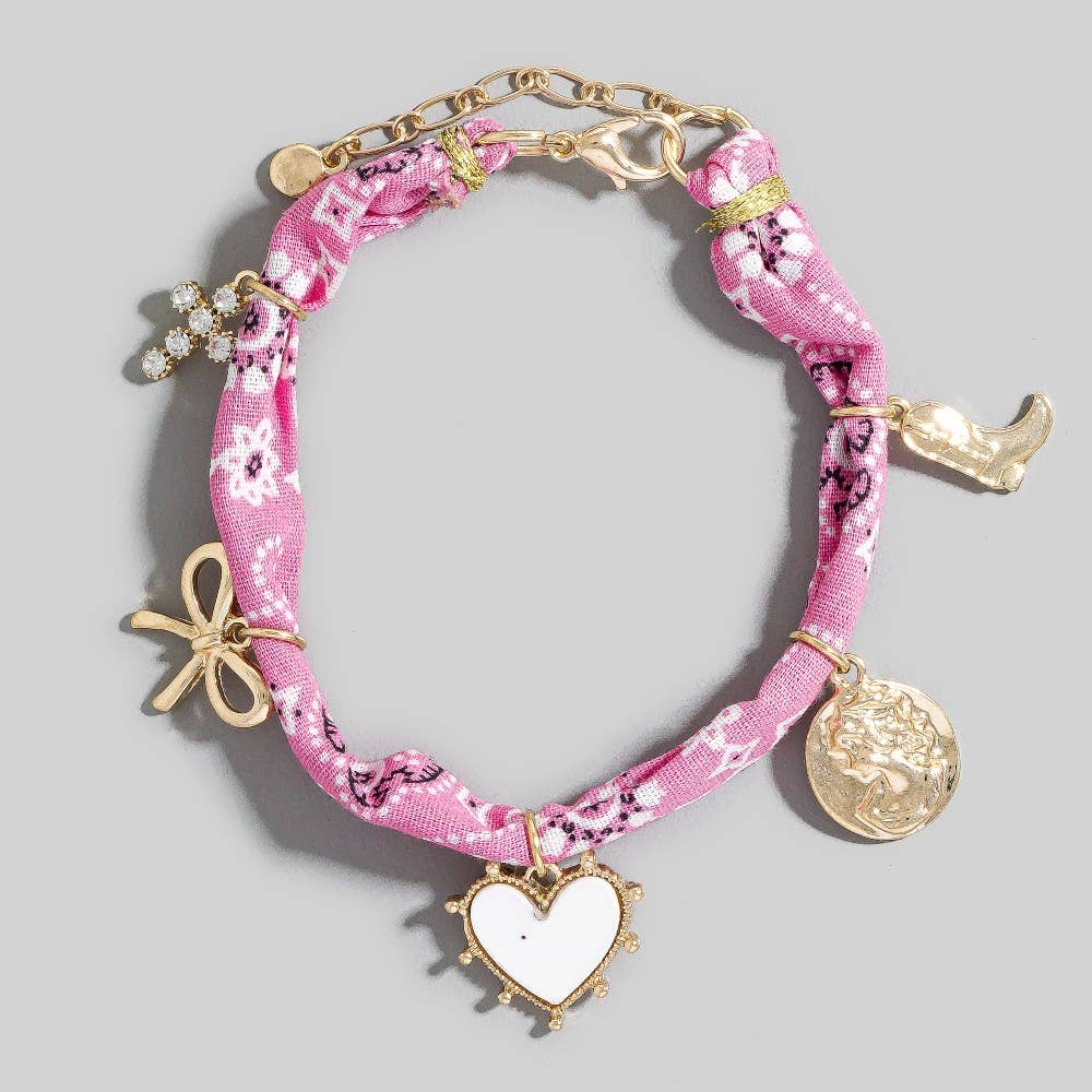 Assorted Charms Paisley Bandana Bracelet