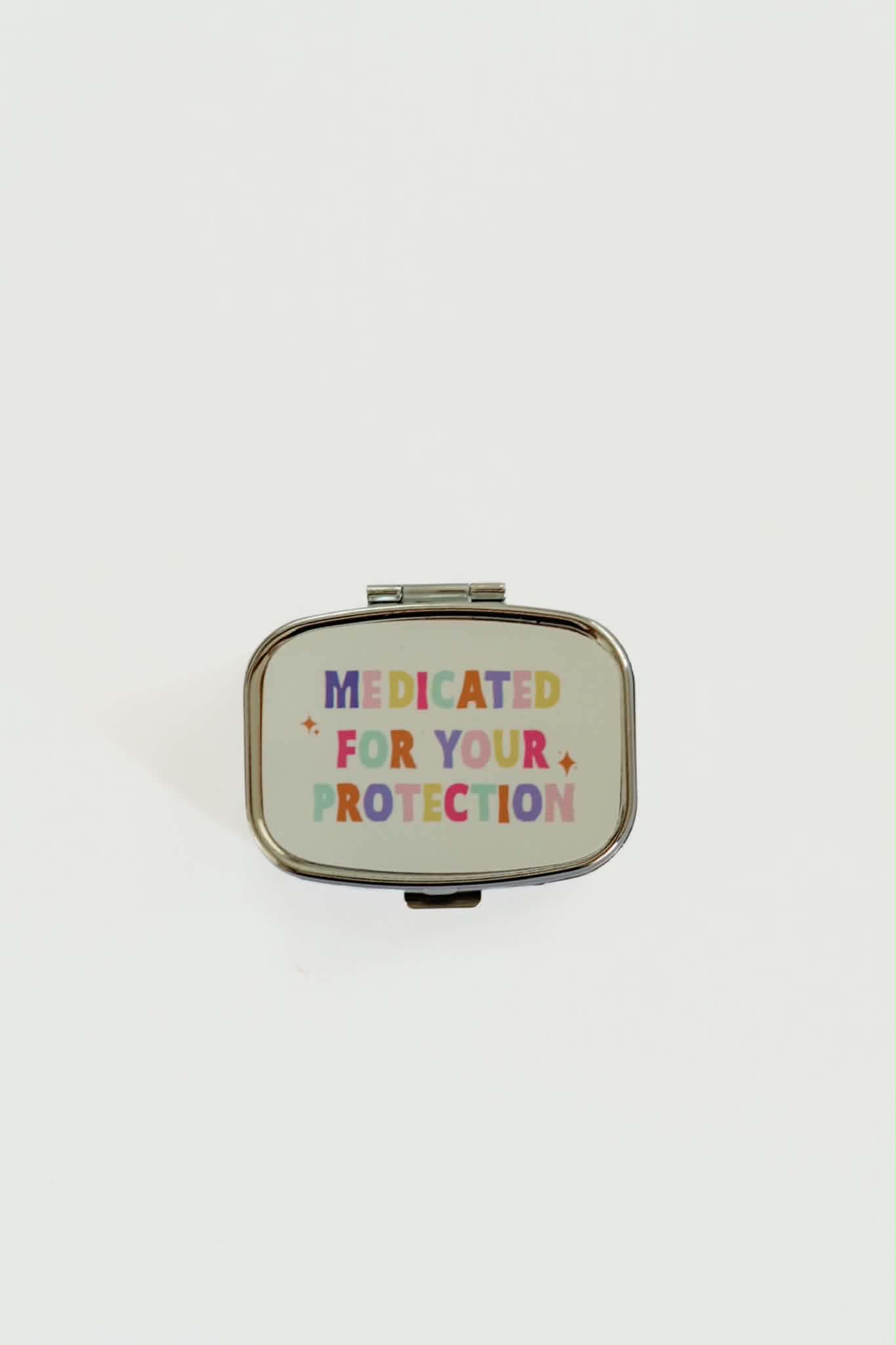 Funny Pill Box Compact Mirror Mental Health Gift Organizer