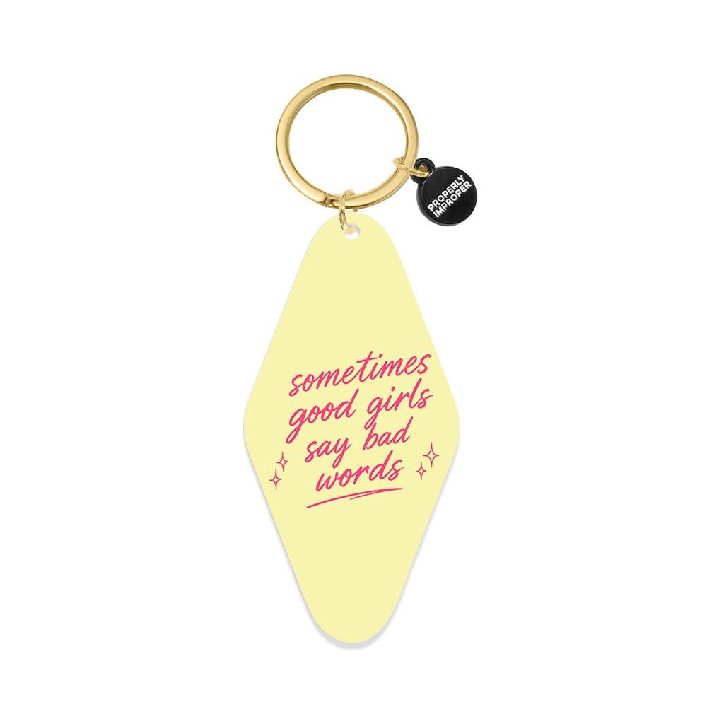 Printed Keychain Good Girls Say Bad Words Yellow