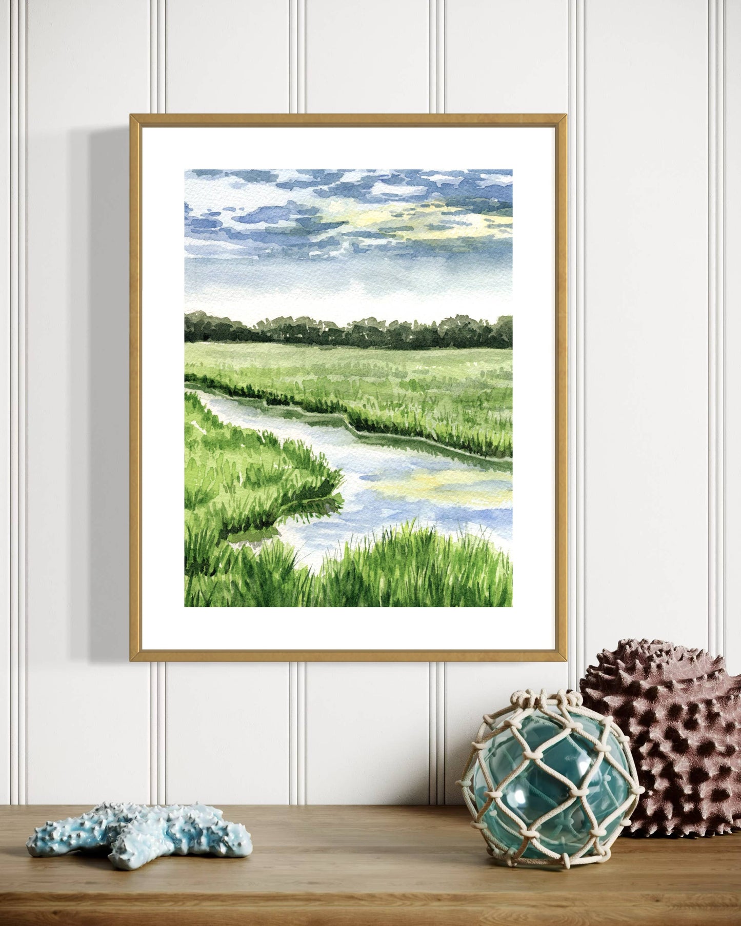 Sunset on the Marsh Watercolor Art Print