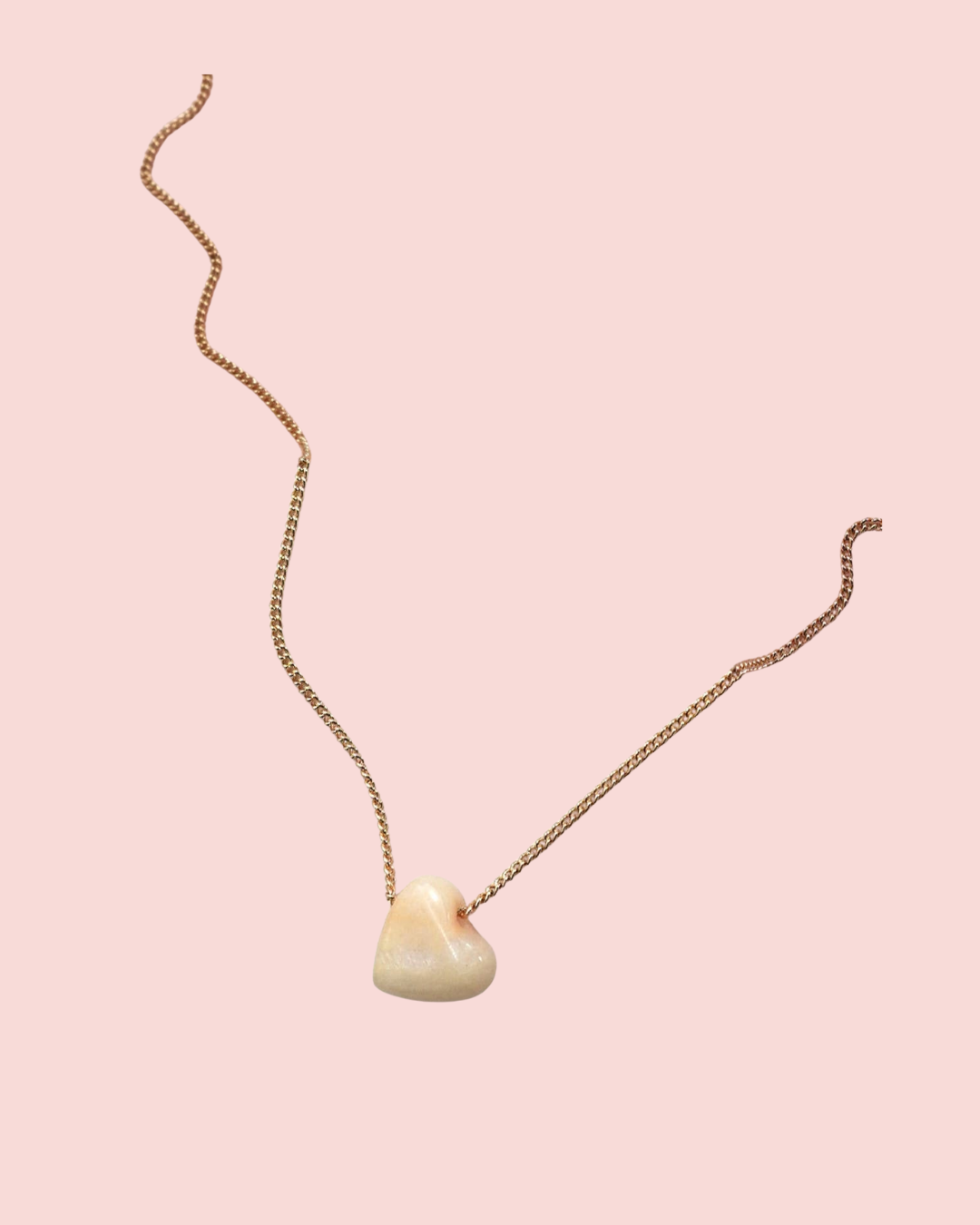 Natural Stone Heart Charm Necklace