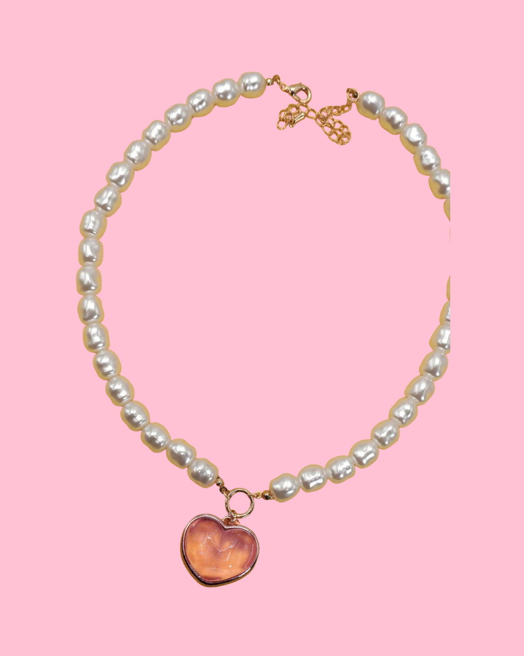 Heart Pendent Pearl Chain Necklace
